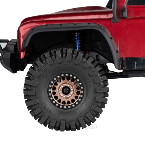 Aluminium RC 1.9" Beadlock Wheels Tires for 1/10 SCX10 90046 AXI03007 TRX4 TRX6 VS4-10 Gen7 Gen8 MST CFX D90 RC Crawler Car,Alloy 1.9 Rims Tires,Bronze - color: Bronze- (Rc 1.9" Tires)