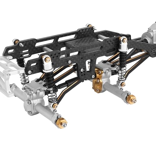 LCG 6x6 8×8 Carbon Fiber Chassis Frame with Metal Axles for 1/24 RC Crawler Car Axial SCX24 Refit Kit (8x8 Silver) - color: 8x8 Silver