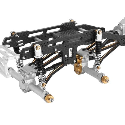 LCG 6x6 8×8 Carbon Fiber Chassis Frame with Metal Axles for 1/24 RC Crawler Car Axial SCX24 Refit Kit (8x8 Silver) - color: 8x8 Silver