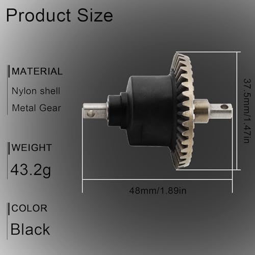 Front Rear Differential Assembled, 1/10 RC Differential Set for Traxxas Nylon Housing Metal Gears, Replacement for #5381, #6882, #5379 - Slash Diff Fits for Slash, Rustler, Stampede, Hoss, Ford F-150