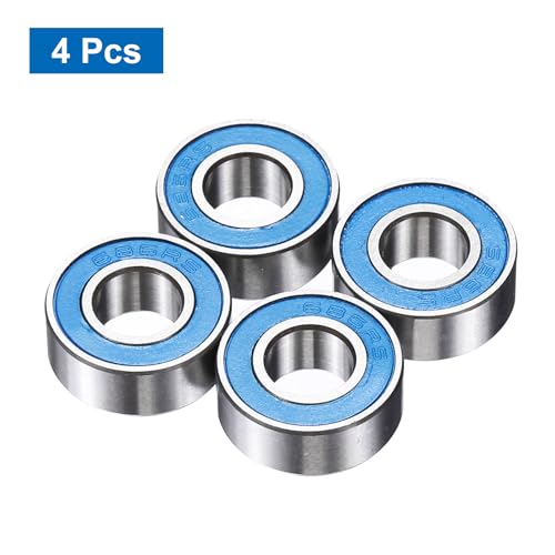 uxcell 4 Pcs 686-2RS Deep Groove Micro Bearing, 6x13x5mm Double Rubber Sealed Chrome Steel Small Bearings (ABEC5, Z4 Low Noise) - size: 686-2RS