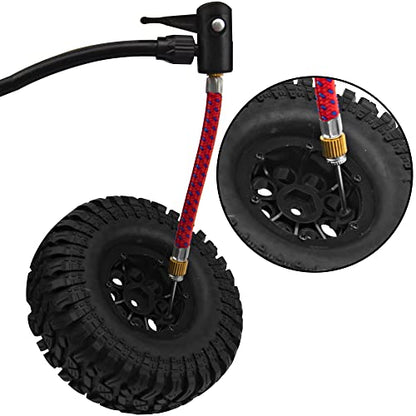 8-Hole 1.9" Rubber Tires Inflatable OD112mm & 12mm Hex Hub Plastic Beadlock Wheel Rims Compatible with 1/10 Axial SCX10 Tamiya CC01 TF2 RC Off-Road Crawler Car