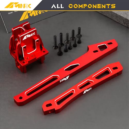 Alloy Center Differential Diff Mount & Front Rear Chassis Brace for Arrma 1/8 Kraton 6S 4X4 RTR V6 Series Upgrade Part Red - color: Red