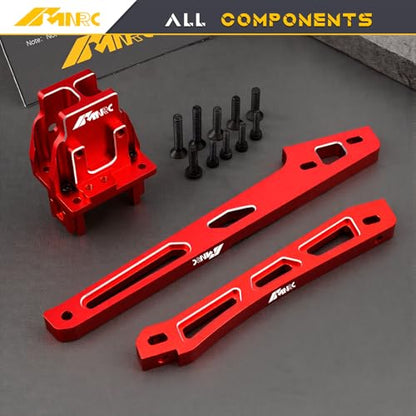 Alloy Center Differential Diff Mount & Front Rear Chassis Brace for Arrma 1/8 Kraton 6S 4X4 RTR V6 Series Upgrade Part Red - color: Red
