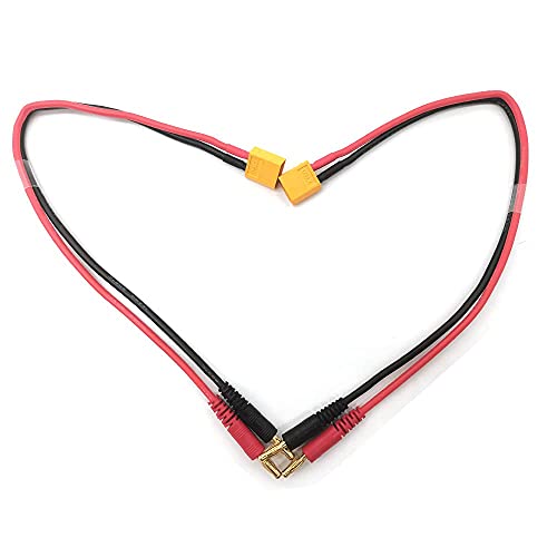 XT60 Cables- 2pcs XT60 Connector Plug to 4mm Banana Plugs Battery Charge Lead Adapter Cable 14awg 30cm