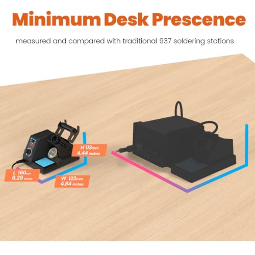 926LED V1 110W High-Power Soldering Station Iron Kit in Black with Temperature Control includes Lead-Free Solder, 6 Soldering Tips, ESD-Safe Tweezers, Solder Wire Dispenser, Tip Cleaner - color: Black