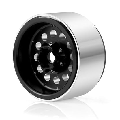 RCLIONS 4PCS Aluminum 1.9" Beadlock Wheels Deep Dish Rims | Upgrades for Axial SCX10 I II III TRX4 GEN7 GEN8 1/10 RC Crawler Truck Car - color: Black