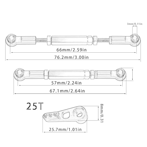 harayaa RC Car Steering Rod Adjustable Pull Rod Linkages Servo Linkage Rod Metal Front Rear Aluminum Alloy Upgrade Part for 1/10 RC Truck Accessories Suitable, Blue - color: Blue