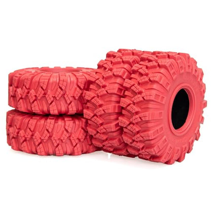1.0 Tires RC Crawler Tires 62 * 21mm Super Soft Sticky 1.0 Crawler Tyre with Foam Insert for 1/18 TRX4M 1/24 SCX24 FCX24 Upgrade (4PCS) (Red) - color: Red