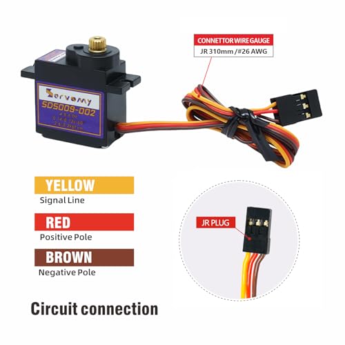 SDS009-002 -13G Micro Servo 2.6-3.2kgf.cm Torque Metal Gear, 4.8-6.0V 180° 21T Horn, Replacement for SG90/MG90S/ES08MD, RC Cars Drones Robots Arduino STM32 - color: Blank (13g, Metal Gear)