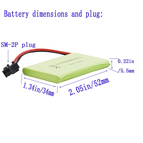 Blomiky 2 Pack 3.7V 600mAh Lithium Rechargeable Battery and 2 USB Charger Cable Compatible with Some Remote Control Robot Dog K9 Battery 2