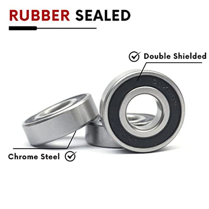 10 PCS 6203-2RS Double Rubber Sealed Deep Groove Ball Bearings 17x40x12mm, Deep Groove Ball Bearing ABCE-3 Pre-Lubricated, Chromium Bearing Steel (6203-2RS, 10) - size: 6203-2RS