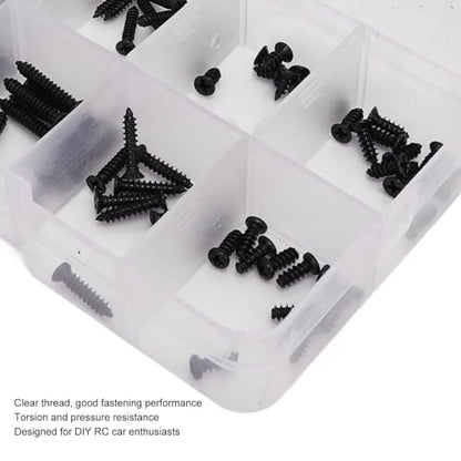 100Pcs RC Car Screws Box Kit, M2.3 M2.6 Repair Tool Accessory Screws Assortment Set with Storage Box Stainless Steel Hardware Fasteners for MJX16208 16207 16210 1/16 Brushless RC Car