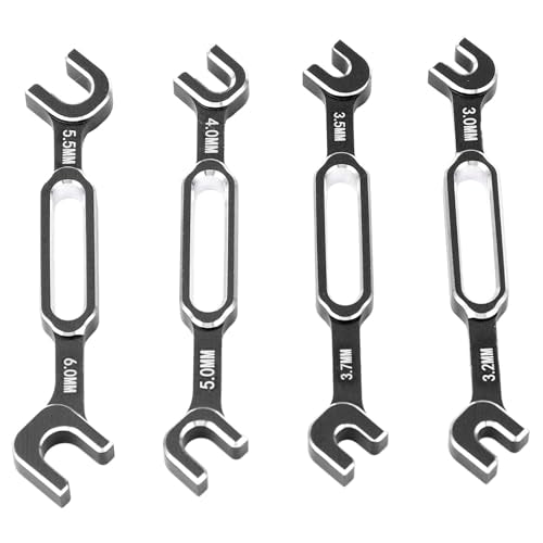 CCYLEZ RC Car Wrench, High Strength Aluminum Alloy Turnbuckle Nut Remover Tool Kit for RC Drift Cars and RV Maintenance 4PCS Set Black - color: Black