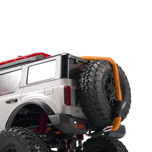 2pcs 280mm Elastic Strap Escape Rope Kinetic Winch Strap with Rescue Trailer Hook for 1/18 1/24 RC Crawler Car TRX4M High Trail SCX24 FCX24 (Orange) - color: Orange