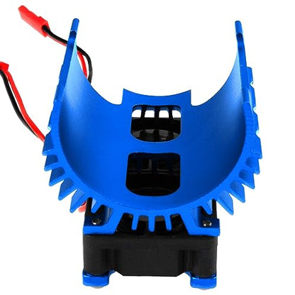 Motor Heatsink Dual Cooling Fan 40-42mm Compatible with 1/7 1/8 Arrma Traxxas RC Car Fit 4068 4074 4082 4268 4274 Motors (Blue) - color: Blue