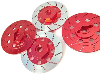 Brake Discs with 12mm Hex Hub for Tamiya Sakura D4 1/10 Scale RC Cars - Aluminum Alloy Upgrade Kit for Drift, On-Road RC Car - CNC Machined Performance Part with Anodized Finish Red - color: Red