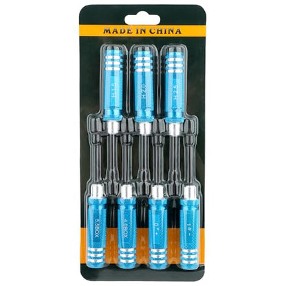 7-in-1 Hex Screwdriver Set (0.05"/1.5mm, 2.0mm,2.5mm & Box Wrench (4.0mm,5.5mm) Nut Screw Driver|RC Tool Kit|Phillips| Compatible with TRX4M SCX24 1/24 1/18 1/16 RC Cars Drone Repair(LightBlue) - color: Lightblue