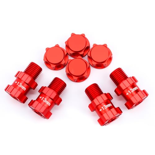 Aluminum Alloy Wheel Hex 13mm Extended Hub Drive 14-17mm for Arrma 1/10 Typhon 3S Big Rock Senton Vortek Granite Upgrade Parts (Red)