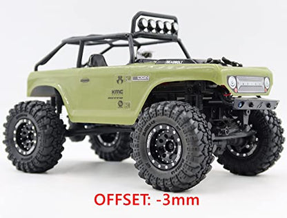 Heavy RC 1.0 Wheels and Tires Pre-Mounted, 1/24 Tires & Adjustable Offset 1.0 Beadlock Wheels Black for 1:24 RC Crawler Axial SCX24 Upgrade,(4-Pack, Assembled) - color: Black