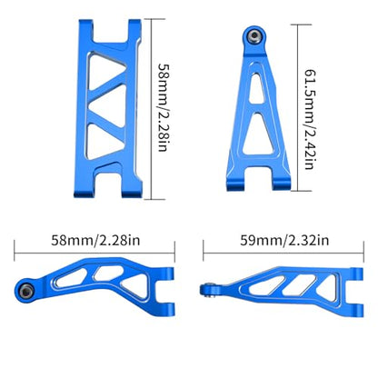 Aluminum Front & Rear Suspension with Steering Knuckles & Rear C-Hubs Upgrade Parts for ARRMA 1/14 Typhon Grom 1/18 Granite Grom (Blue) - color: Blue