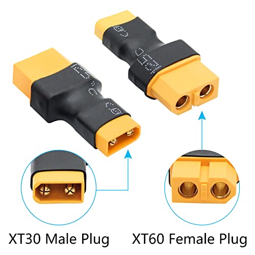 XT60 Female to XT30 Male Adaptor,XT30 Male to XT60 Female Wireless Connector Plug for RC FPV Drone Car Lipo NiMH Battery Charger ESC(4Pcs) - size: XT60 Female to XT30 Male (4Pcs)