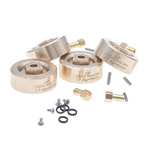 4pcs 17.6g Brass Extended Wheel Weights Hex Adapter 7mm for AXIAL SCX24 Upgrades 1/24 RC Crawler Car+5mm