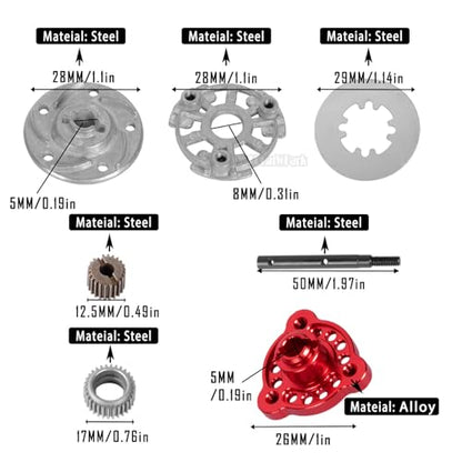 RC Upgrades Part for 1/10 Slash/Rustler/Stampede/Bandit 2WD (VXL) Drag Slash/Bigfoot,Transmission Gearbox & 48P Gear & Slipper Clutch Kit Pressure Plate & Complete Differential,Red - color: Red - (Upgrades Gearbox)