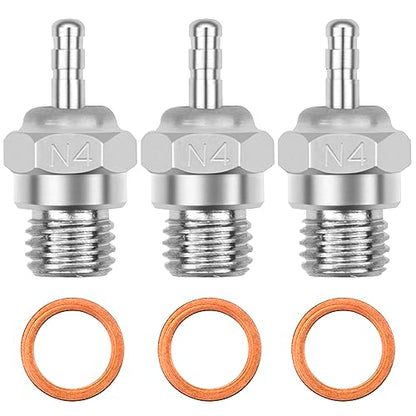 ShareGoo RC Glow Plug #4 N4 Medium Hot Spark Nitro Engine Parts 70117 Compatible with Traxxas Kyosho Redcat HPI HSP 1/8 1/10 RC Car Truck Buggy (3Pack)