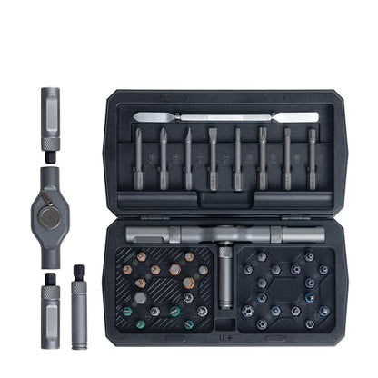 42 in 1 Magnetic Screwdriver, Screwdriver Set, Multi Bit Ratcheting Screwdriver Set with Storage Case Repair Tool Kit for Computer, Eyeglass, Bicycles, Watch, Ring Doorbell, Furniture and DIY - color: Black Ratchet