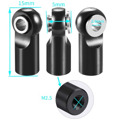 MORLORDY 10Pcs M2.5 Tie Rod End Ball Joint Link Ball Head Holder for RC Car Truck Upgrade Part (Black) - color: Black