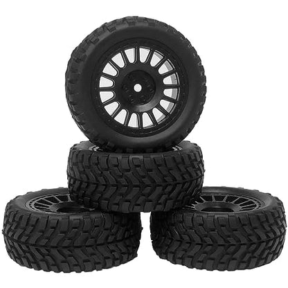 4PCS 75mm Rubber Tyres Tires with Foam Inserts and Plastic Wheel Rims 12mm Hex for 1/10 On-Road RC Drift Touring Car 1/14 1/16 1/18 Rally Car Replacement Parts(Black) - color: Black