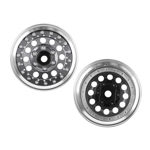 RC 1.9" Beadlock Wheels with Adjustable Offset for TRX4 SCX10 | Aluminum Alloy, Adjustable Negative Offset, 12mm Hex, Fits GEN7 GEN8 VS4-10 RC4WD & D90 1/10 RC Crawlers - color: Space Grey
