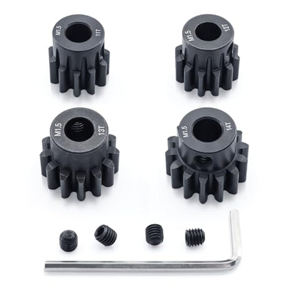 M1.5 Pinion Gear 11T 12T 13T 14T 8mm Shaft Steel Motor Gear Set for 1/5 1/6 1/7 1/8 1/10 Tra-xxas Arrma HSP HPI AXIAL LOSI RC Car Brushed Brushless Motor - size: 11T 12T 13T 14T
