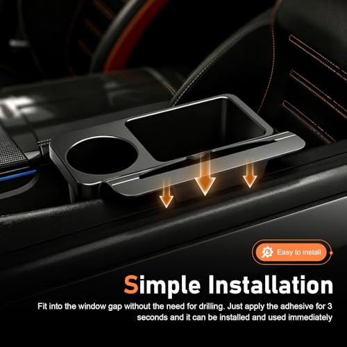Car Window Storage Organizer, Multifunctional 2 in 1 Car Window Storage Box with Cup Holder, Universal Hanging Auto door Storage Organizer, for Sedan Truck SUV (Black)