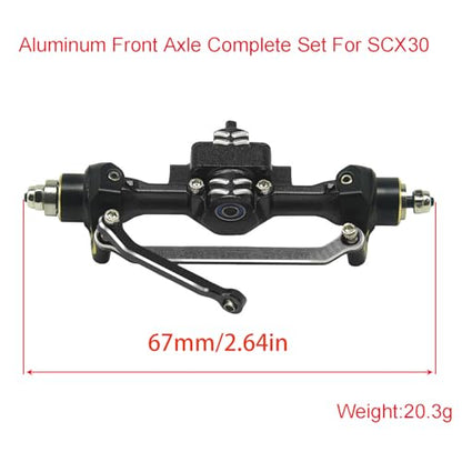 Aluminum Front/Rear Axle with Brass Kunckles/Steering Link/Gear/Bearing/CVD Whole Set for SCX30 Cars Upgrade Parts BK: Black R: Red (Black) - color: Black