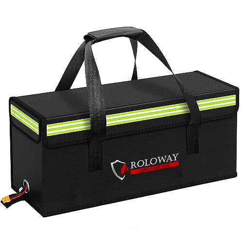 Lipo Battery Bag (20 x 5 x 7.5 inch), Large Fireproof Lipo Ebike Bag with Comfortable Handle, Reflective Strip