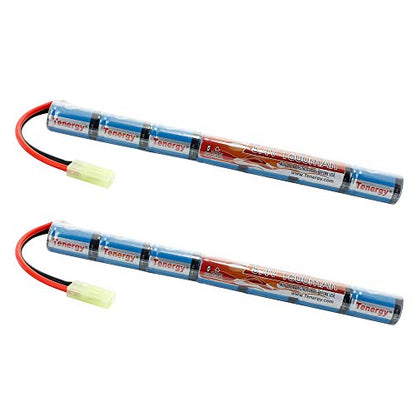 Tenergy 2 Pack Airsoft Battery 8.4V 1600mAh NiMH Stick Battery High Performance Stick Style Batteries w/Mini Tamiya Connector, Replacement Battery for Airsoft AEG - size: 2 Battery Packs