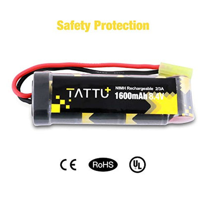 TATTU 8.4V 1600mAh NiMH Flat Battery Pack with Mini TMY Female Connector Assembled with 16G Wire