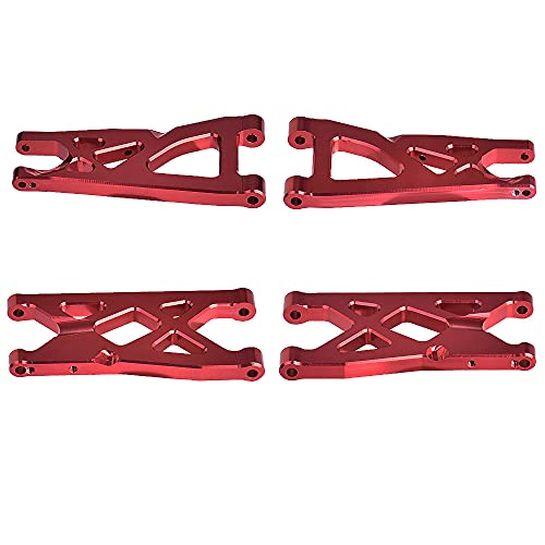 Globact Aluminum Front & Rear Suspension Arms Set for 1/10 Arrma Granite 4X4/Senton/Rc Short Course Truck Upgrade Parts Replacement of AR330443 AR330516 Option Parts(Red) - color: Red