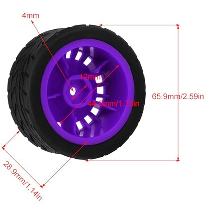 2.59" Rubber Tires & Nylon Wheel Rims 12mm Hex Hub Compatible with HSP Tamiya HPI Kyosho Redcat ExceedRC 1/10 On-Road Touring Car,WLtoys 1/14 144001 RC Buggy (purple) - color: purple