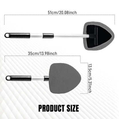 Windshield Cleaner Tool, Windshield Cleaning Tool, Car Window Detailing Cleaning Kit with Extendable Handle and Reusable Microfiber Pads, Auto Glass Wiper Brush for Car Office Home (Grey) - color: Grey