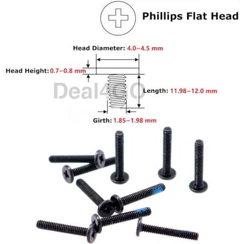 Deal4GO M2x12mm Flat-Head Phillips Screw Replacement for ASUS Dell HP Acer Lenovo MSI Laptop RC Car Vehicles Toys Bottom Case - Black - size: M2x12.0mm