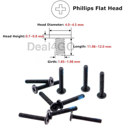 Deal4GO M2x12mm Flat-Head Phillips Screw Replacement for ASUS Dell HP Acer Lenovo MSI Laptop RC Car Vehicles Toys Bottom Case - Black - size: M2x12.0mm