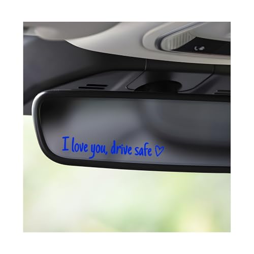 3 PCS I Love You Drive Safe Mirror Sticker, Cute Drive Reminder Windshield Decal Self Affirmation Decoration, Waterproof Safe Driving Rearview Mirror Sticker for Girls Women (Blue) - color: Blue
