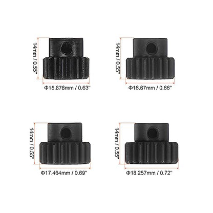 HARFINGTON 32P Hardened Pinion Motor Gear Set 4pcs 18T 19T 20T 21T Fit 5mm RC Motor Shaft 0.8 Metric Pitch 32 Pitch Gears for RC Car, with Hex Key