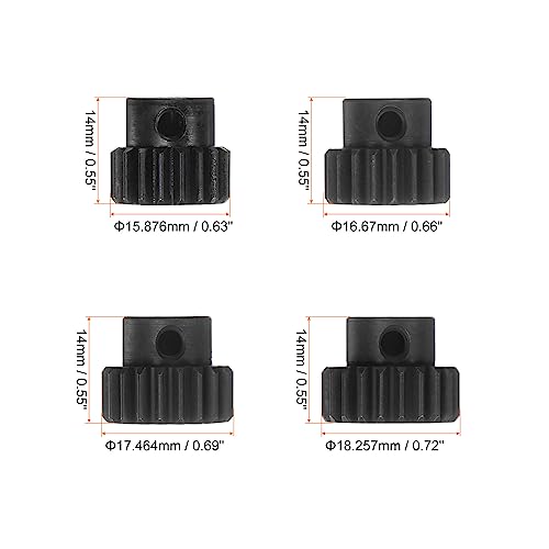 HARFINGTON 32P Hardened Pinion Motor Gear Set 4pcs 18T 19T 20T 21T Fit 5mm RC Motor Shaft 0.8 Metric Pitch 32 Pitch Gears for RC Car, with Hex Key