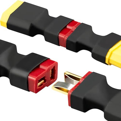 XT60 to T Plug Adapter, 4PCS (2 XT60 Female to T Male & 2 XT60 Male to T Female) High Conductivity Connector for FPV Drone, RC Car, LiPo Battery Charger, ESC