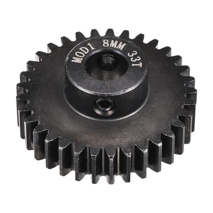 MECCANIXITY 1M 33T 40 Chrome Steel Motor Pinion Gears, 1.38" x 1.4" RC Motor Gears Fits 8mm Shaft Bore for RC Vehicles Truck Drift Remote Control Car Off-Road Crawler Parts, Black - style: 33T
