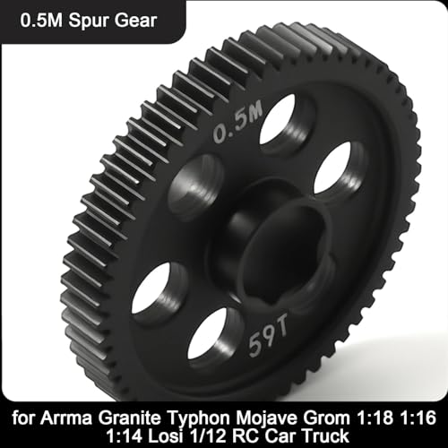 0.5Mod 57T & 59T Steel Spur Gear Main Gear CNC Machined Hardened Steel Upgrade for Arrma Granite Typhon Mojave Grom 1:18 1:16 1:14 Losi 1/12 RC Car Truck Replacement of #ARA311196 - size: 59T